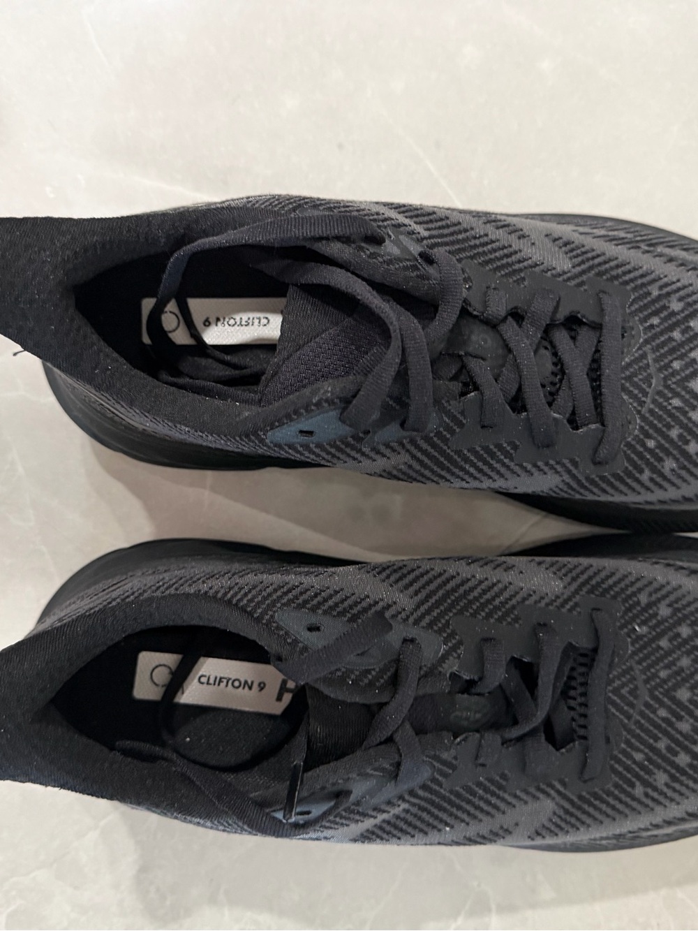 Hoka Women's Black/Black Clifton 9 Performance Running Sneakers - Picture 11 of 12